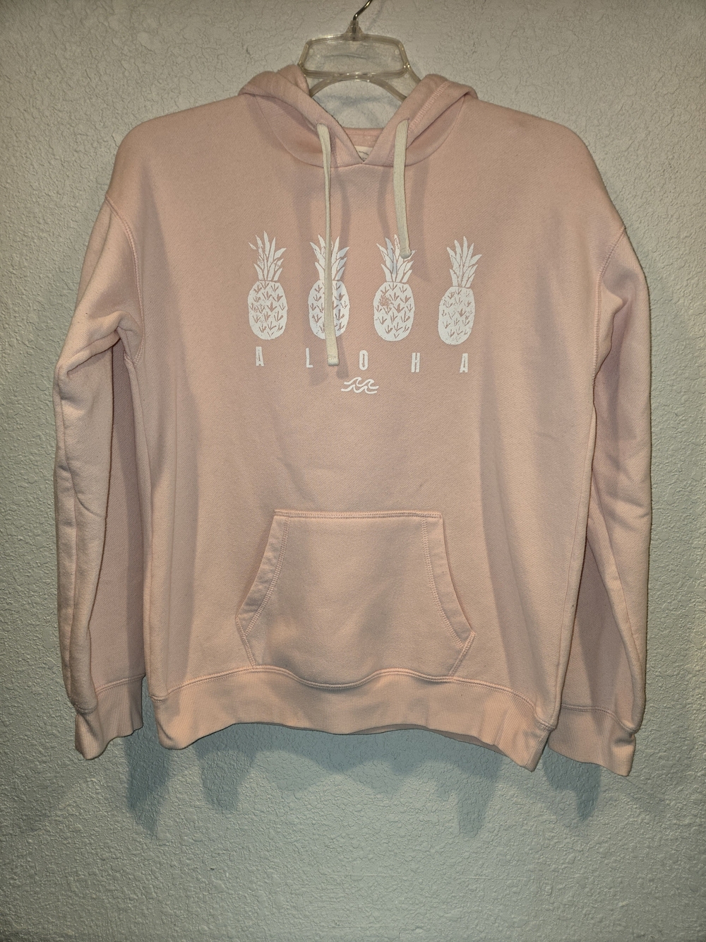 Billabong Size L Light Pink Pullover Hoodie Pineapple And Aloha Graphic
